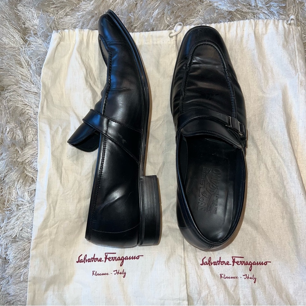 Salvatore Ferragamo Black Leather Loafers